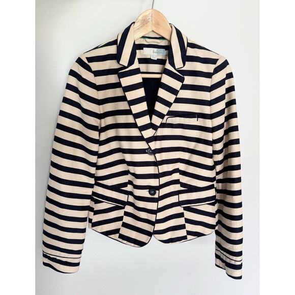 Boden Jackets & Blazers - Boden Linen Blend Blazer Jacket Blue Cream Striped US 8 regular